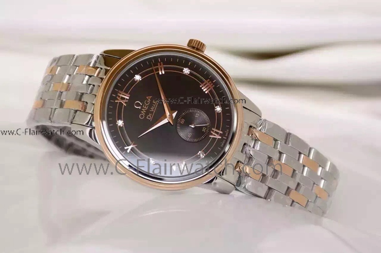 Omega De Ville 2-Tone Rose Gold Diamond Markers Copy Watch